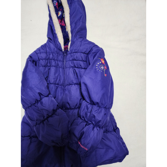 London Fog Floral Purple Puff Jacket for Little Girl Size M 5 - 6 - Picture 4 of 13